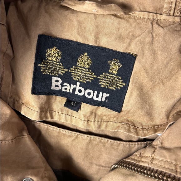 Barbour Weathered Canvas Jacket Mens M Field Military Khaki Zip Button Coat - Picture 2 of 10